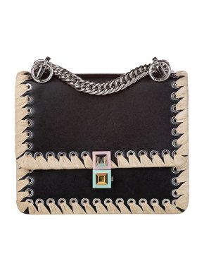 Fendi Black Ribbon Laced Kan I Bag