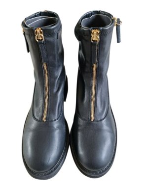 Giuseppe Zanotti Black Leather Zip Blaze Biker Boots