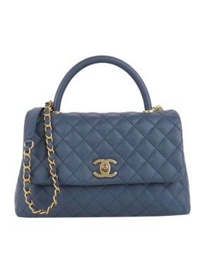 Chanel Navy  Caviar Quilted Leather Top Handle Flap Bag