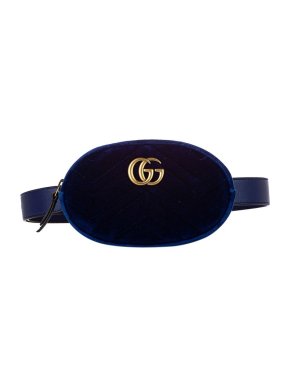 Gucci Navy Velvet GG Marmont Belt Bag
