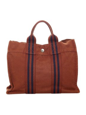 Hermes Vintage Red Canvas Fourre Tout PM Tote Bag