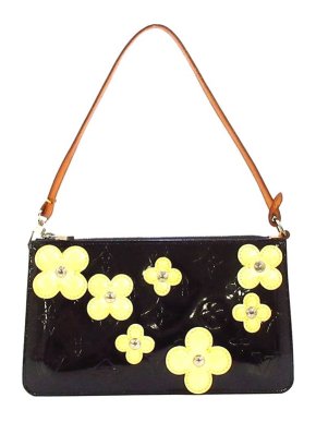 Louis Vuitton Black Monogram Vernis Lexington Fleurs Pochette Bag