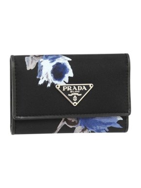 Prada Black Floral Tessuto Key Holder