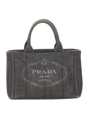 Prada Denim Canapa Logo Tote Bag