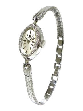 Omega Vintage Stainless Steel & White Diamond Bracelet Watch
