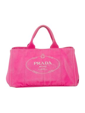 Prada Pink Canvas Canapa Logo Tote Bag