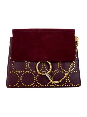 Chloe Studded Medium Faye Leather Shoulder Bag