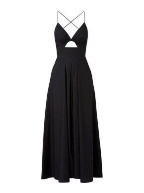 Scanlan Theodore Black Cotton Poplin Cut-Out Midi Dress