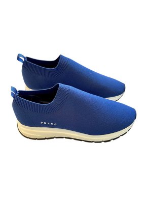 Prada Blue Stretch Knit Sneakers