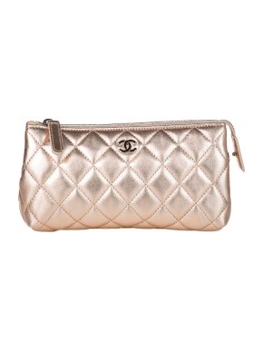 Chanel Quilted Lambskin Leather Metallic Pouch