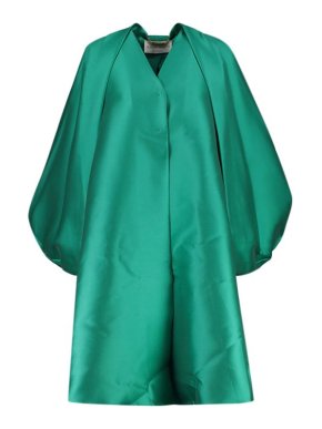 Alberta Ferretti Green Silk Blend Bow Sleeve Coat