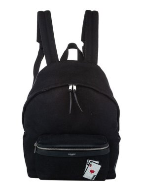 Saint Laurent Black Canvas Playing Cards City Backpack