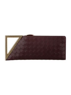 Bottega Veneta Brown Intrecciato Leather Pochette Triangle Clutch Bag