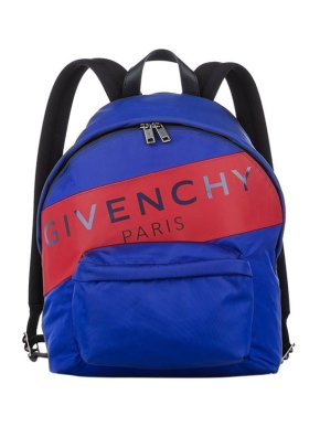 Givenchy Blue & Red Logo Stripe Nylon Backpack