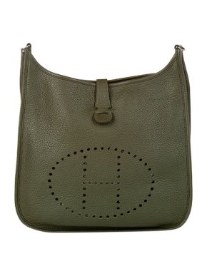 Hermes Khaki Leather Evelyne I GM Bag