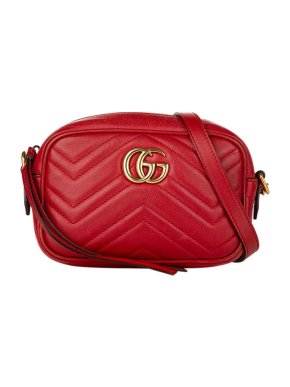 Gucci Red Leather GG Marmont Camera Bag