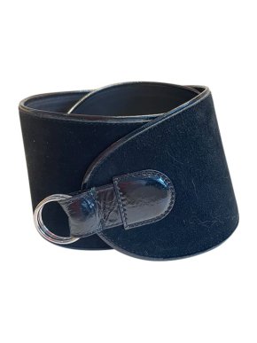 Saint Laurent Vintage Black Suede & Patent Waspie Belt