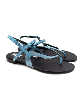 Balenciaga Turquoise Studded Flat Sandals