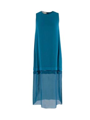 Teal Crepe Drop Waist Column Dress 1