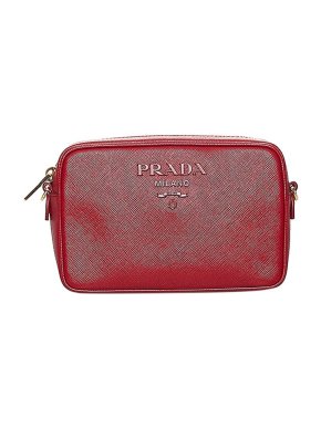 Prada Red Saffiano Leather Camera Bag