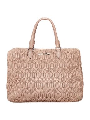 Miu Miu Pink Matelasse Leather Tote Bag