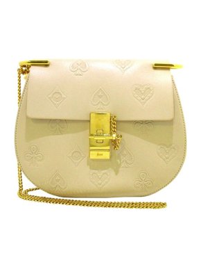 Chloe Ivory Embossed Leather Drew Bag