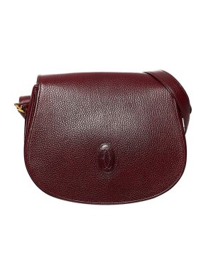 Vintage Burgundy Leather Must de Cartier Saddle Bag