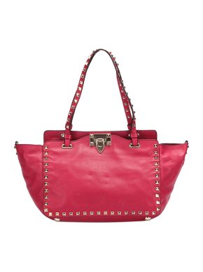 Valentino Garavani Pink Leather Small Rockstud Tote Bag
