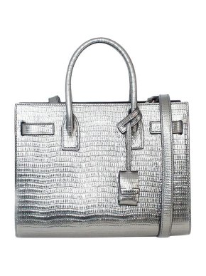 Saint Laurent Metallic Lizard Embossed Leather Sac de Jour Bag