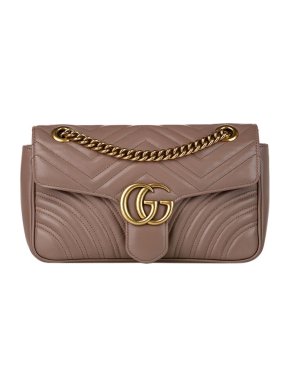 Gucci Taupe Leather GG Marmont Bag