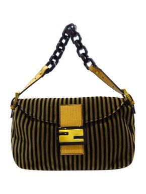 Fendi Yellow & Black Pequin Striped Mamma Baguette