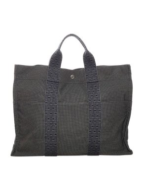 Hermes Vintage Grey Canvas Herline MM Tote Bag