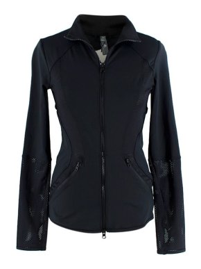 Stella McCartney x Adidas Black Mesh Panelled Fitted Running Top