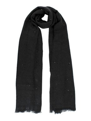 Brunello Cucinelli Charcoal Marl Sequin Embellished Scarf
