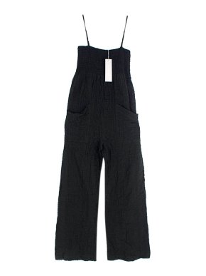 Three Graces London Black Cloque Tallie Shirred Jumpsuit