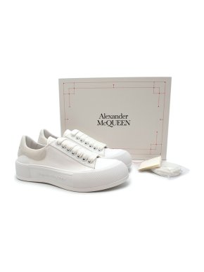 Alexander McQueen White Canvas Deck Sneakers