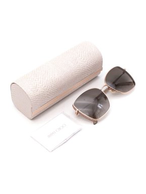 Jimmy Choo Rose-Gold Metal Glitter Frame Alexis Sunglasses