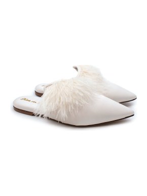 Olivia Von Halle White Velvet & Marabou Contessa Romance Slippers