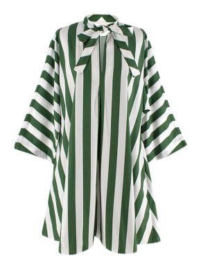Emilia Wickstead Green & White Striped Cotton Lovie Kaftan Dress
