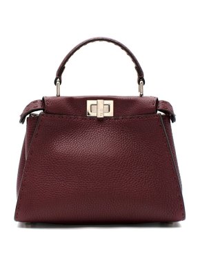 Fendi Burgundy Leather Selleria Peekaboo Mini Bag