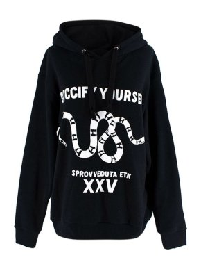 Black Cotton Jersey Guccify Logo Hoodie