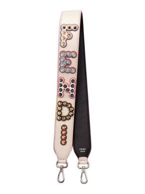 Fendi Cream Leather Embellished Strap You Bag Strap