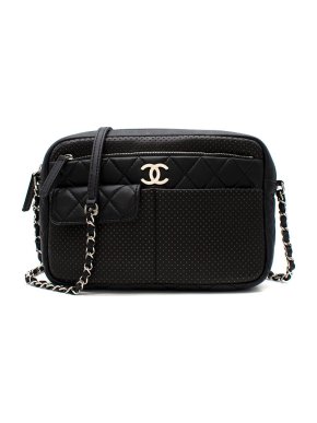 Chanel Black Perforated Leather Shoulder Bag