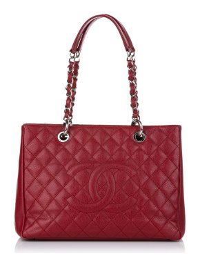 Chanel Red Caviar Leather Grand Shopping Tote Bag