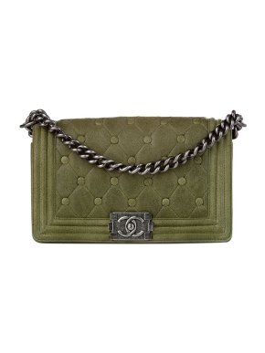 Chanel Khaki Suede Boy Bag