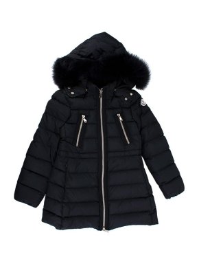 Moncler Kids 10Y Black Down Kamaria Jacket with Removable Hood