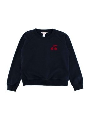 Bonpoint Kids 10Y Navy Cherry Applique Sweatshirt