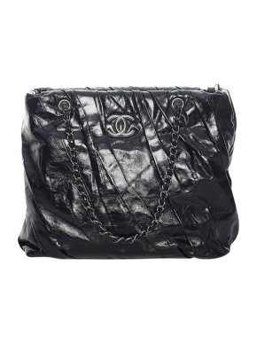 Chanel Black Lambskin Leather CC Tote Bag