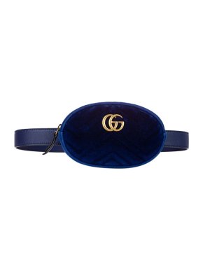 Gucci Blue Velvet GG Marmont Belt Bag