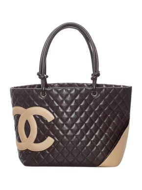 Chanel Vintage Black Leather Cambon Ligne Tote Bag